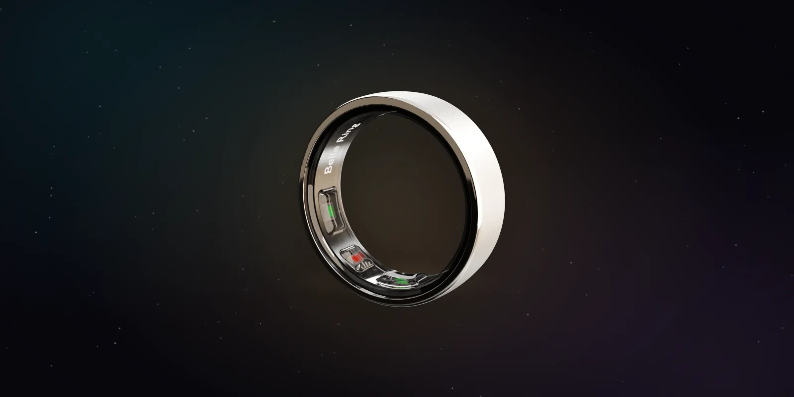 The Belle Ring in silver, with its sensors visible inside the band.