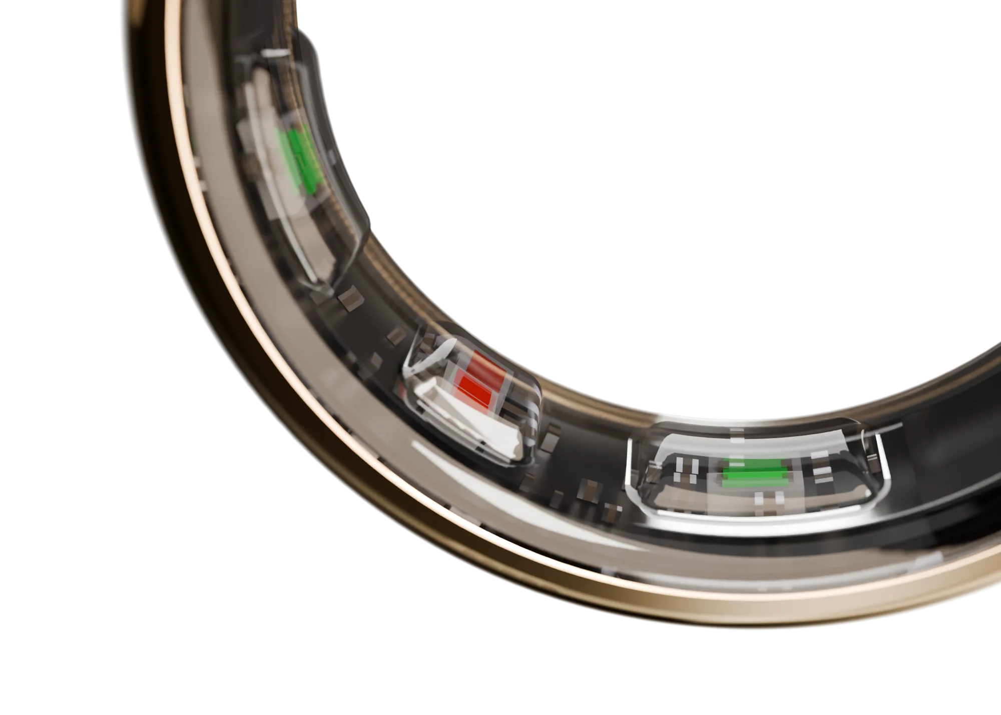 Macro view inside Belle Ring: optical sensor modules beneath the inner glass
