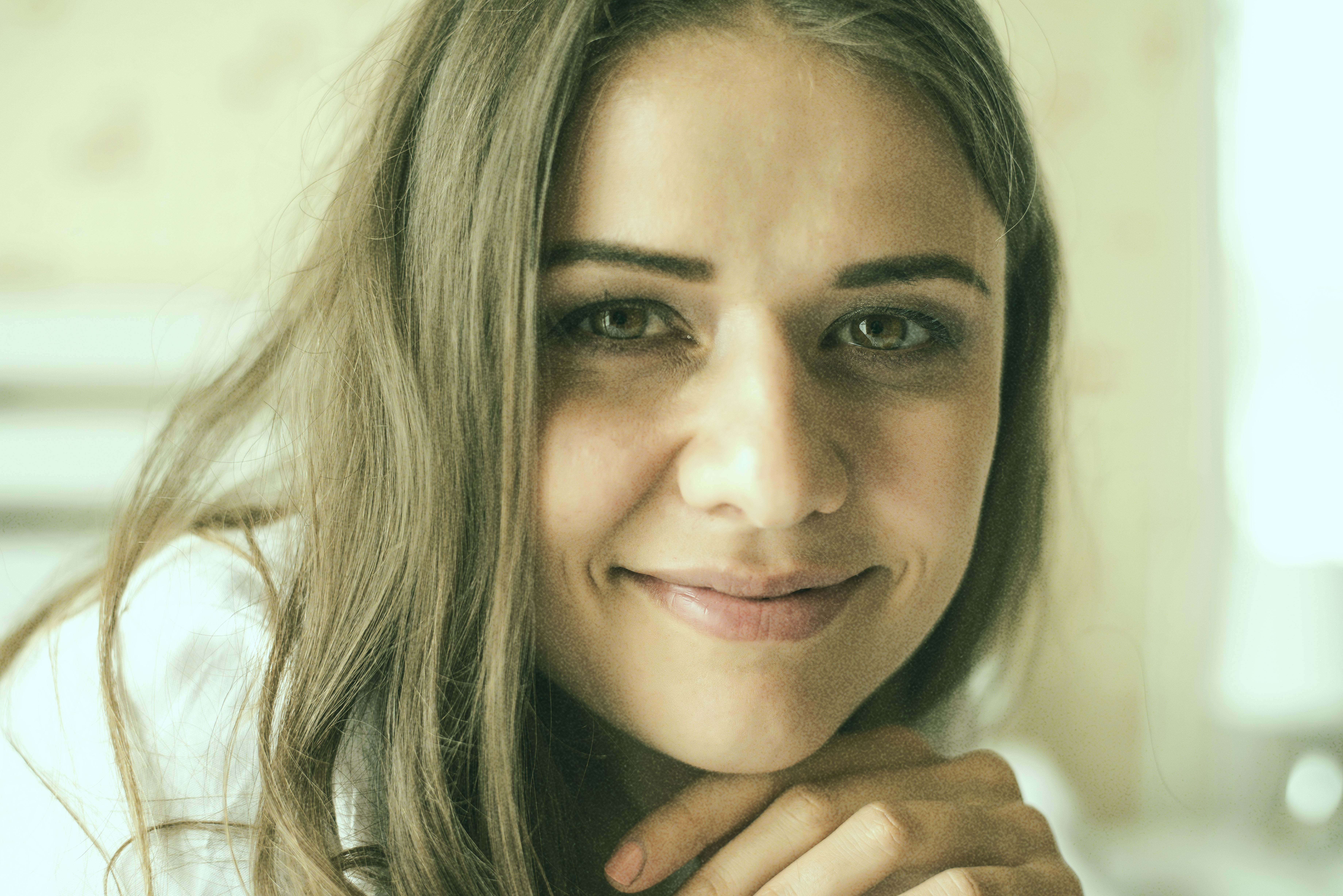 young brunette woman smiling